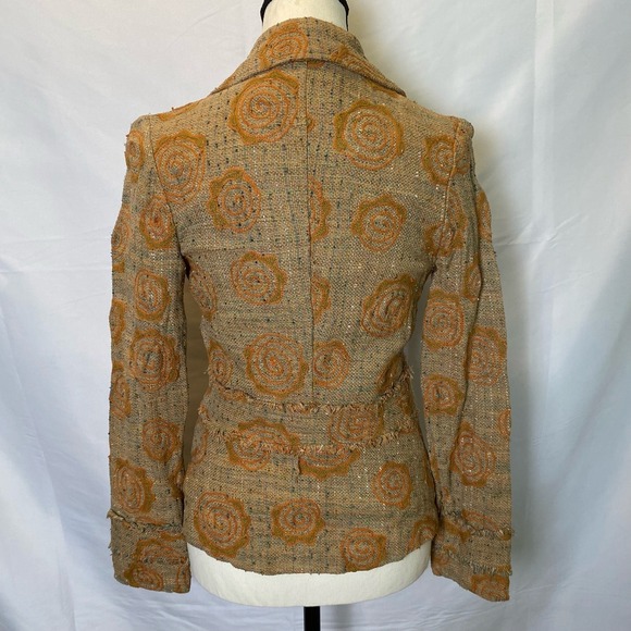 Pamela Brown Women's Textured Floral Jacket Blazer Collared‎ Two Button Preppy - Picture 8 of 15